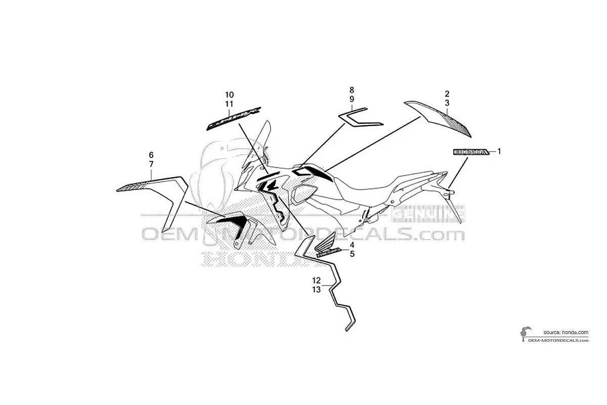 Decals for Honda CB500X 2022 - Black • Honda OEM Decals