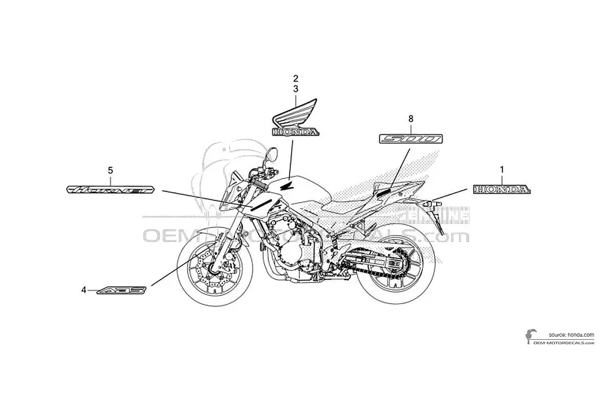Autocollants pour Honda CB500 HORNET 2024 - Black • Honda Autocollants OEM