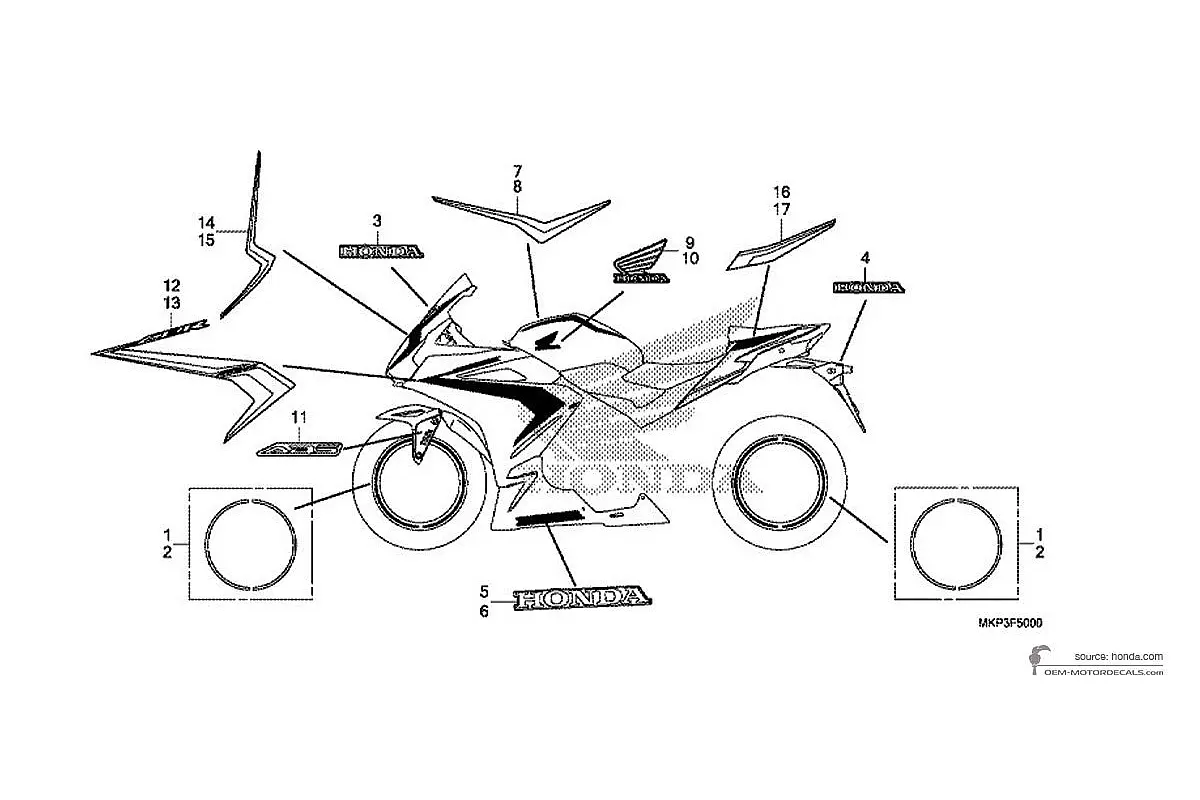 Naklejki do Honda CBR500R 2021 - Szary • Honda Naklejki OEM