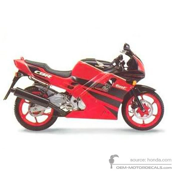Stickers voor Honda CBR600F HURRICANE 1991 - Rood • Honda OEM Stickers