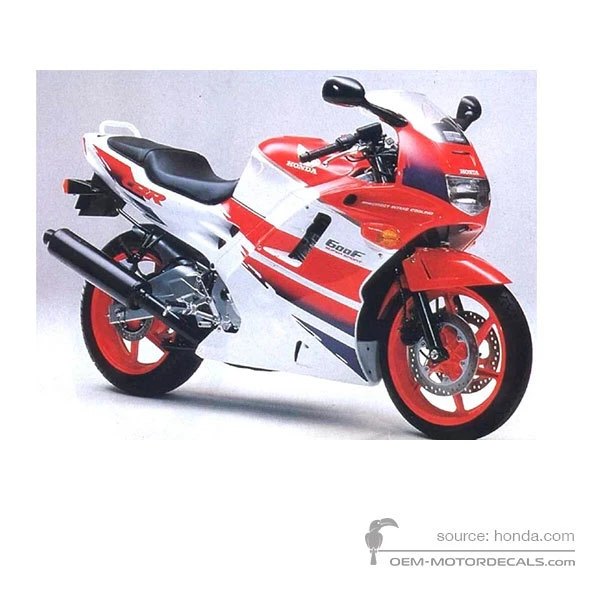 Decals for Honda CBR600F HURRICANE 1992 - White • Honda OEM Decals