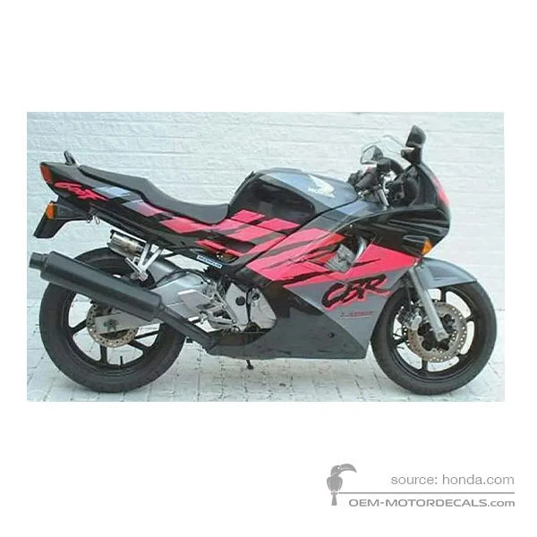 Stickers voor Honda CBR600F HURRICANE 1993 - Zwart • Honda OEM Stickers