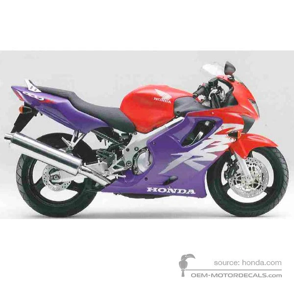 Stickers voor Honda CBR600F HURRICANE 1999 - Rood • Honda OEM Stickers