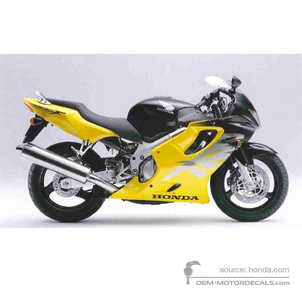 Naklejki do Honda CBR600F HURRICANE 2000 - Czarno Żółty • Honda Naklejki OEM