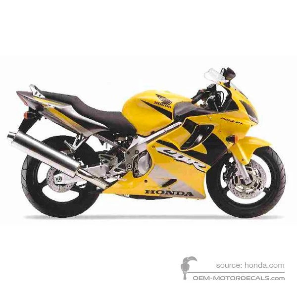 Naklejki do Honda CBR600F HURRICANE 2001 - Żółty • Honda Naklejki OEM