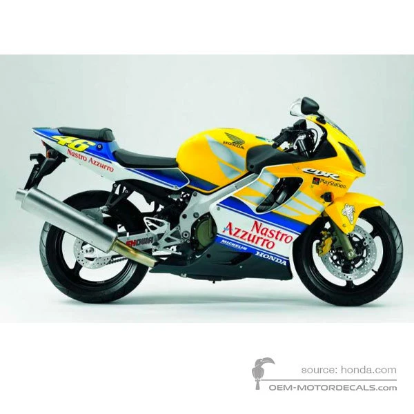 Stickers voor Honda CBR600F VR Special HURRICANE 2001 - Geel • Honda OEM Stickers