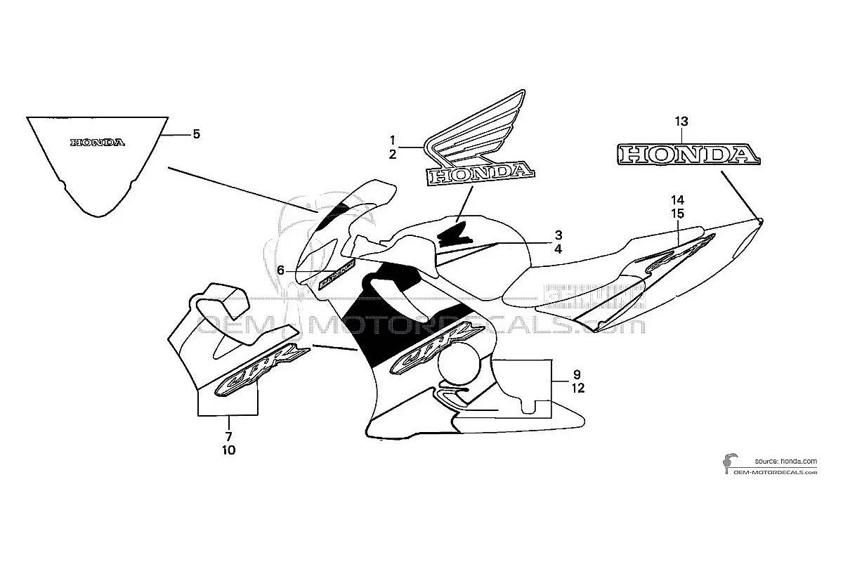 Naklejki do Honda CBR600F HURRICANE 2003 - Srebrny • Honda Naklejki OEM