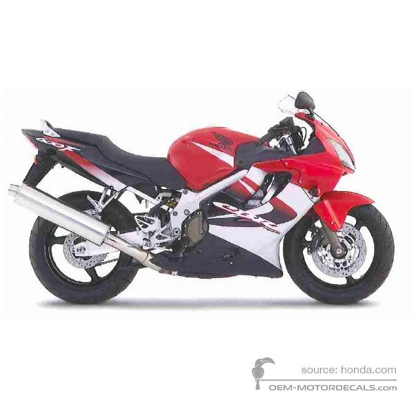 Stickers voor Honda CBR600F HURRICANE 2005 - Rood • Honda OEM Stickers