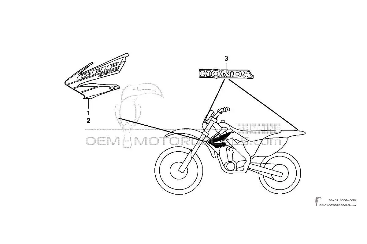 Naklejki do Honda CRF250X 2004 - Czerwony • Honda Naklejki OEM