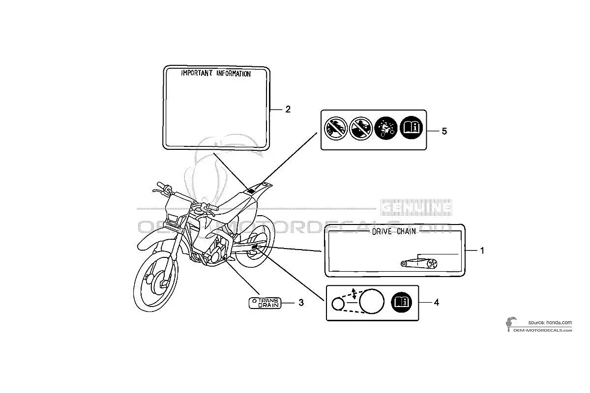 Aufkleber für Honda CRF250X - Vorsichtsetiketten • Honda OEM-Aufkleber
