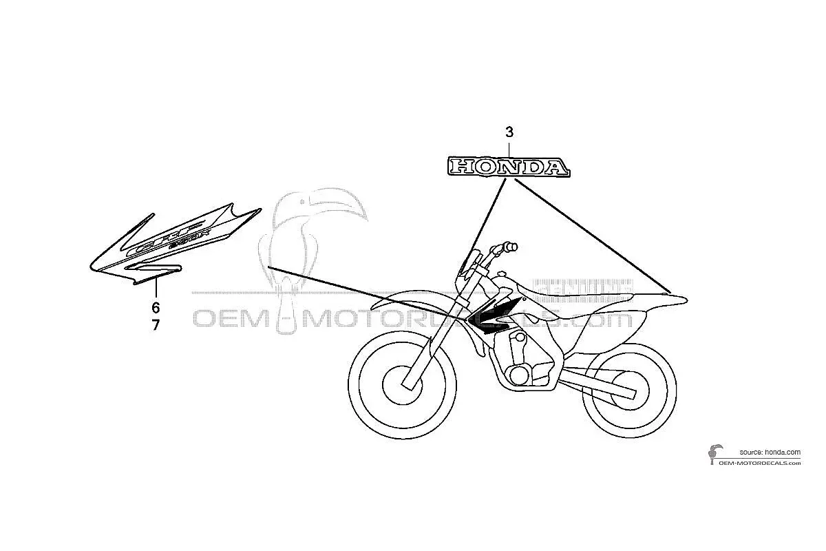 Adesivi per Honda CRF250X 2006 - Rosso • Honda Adesivi OEM