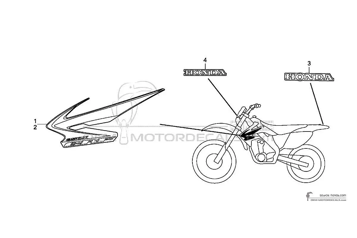 Aufkleber für Honda CRF250X 2008 - Rot • Honda OEM-Aufkleber