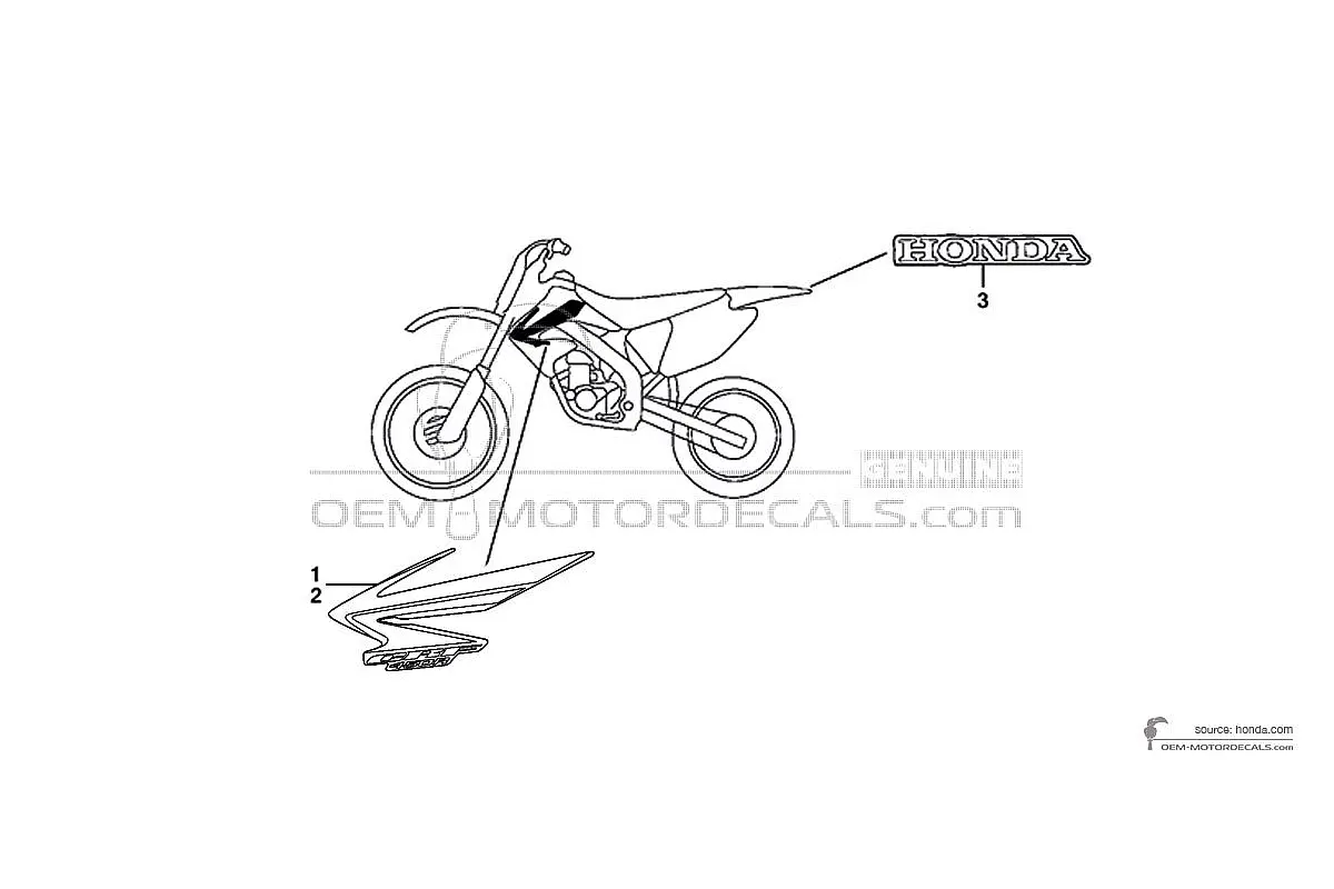 Stickers voor Honda CRF450R 2007 - Rood • Honda OEM Stickers