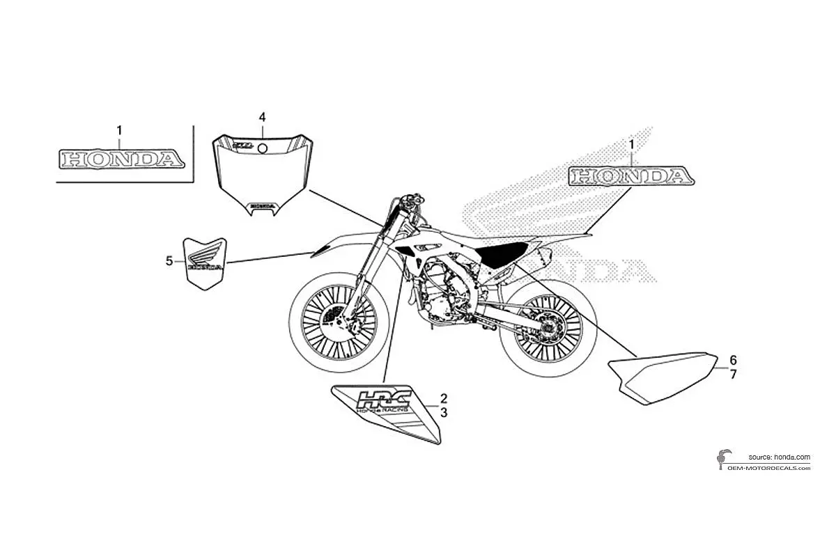 Autocollants pour Honda CRF450R 50th Anniversary 2023 - Rouge • Honda Autocollants OEM