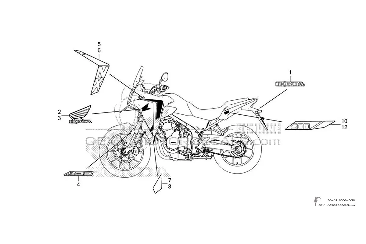 Decals for Honda NX500 2024 - White • Honda OEM Decals
