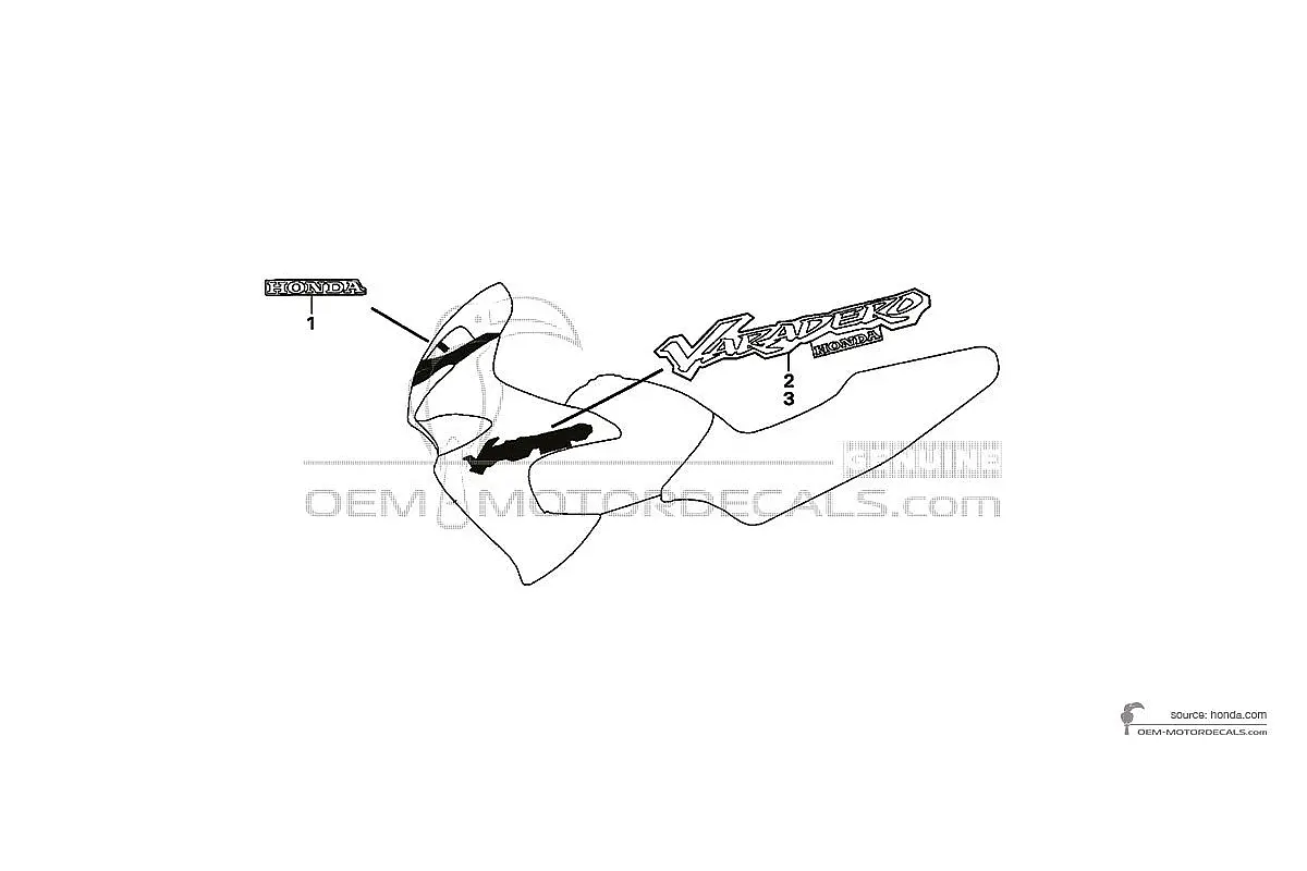 Naklejki do Honda XL125V VARADERO 2001 - Czarny • Honda Naklejki OEM