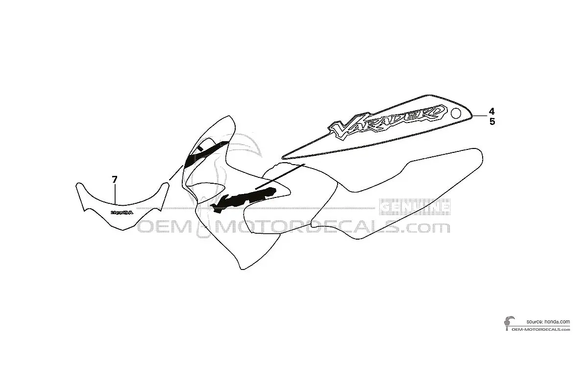Autocollants pour Honda XL125V VARADERO 2004 - Bleu • Honda Autocollants OEM