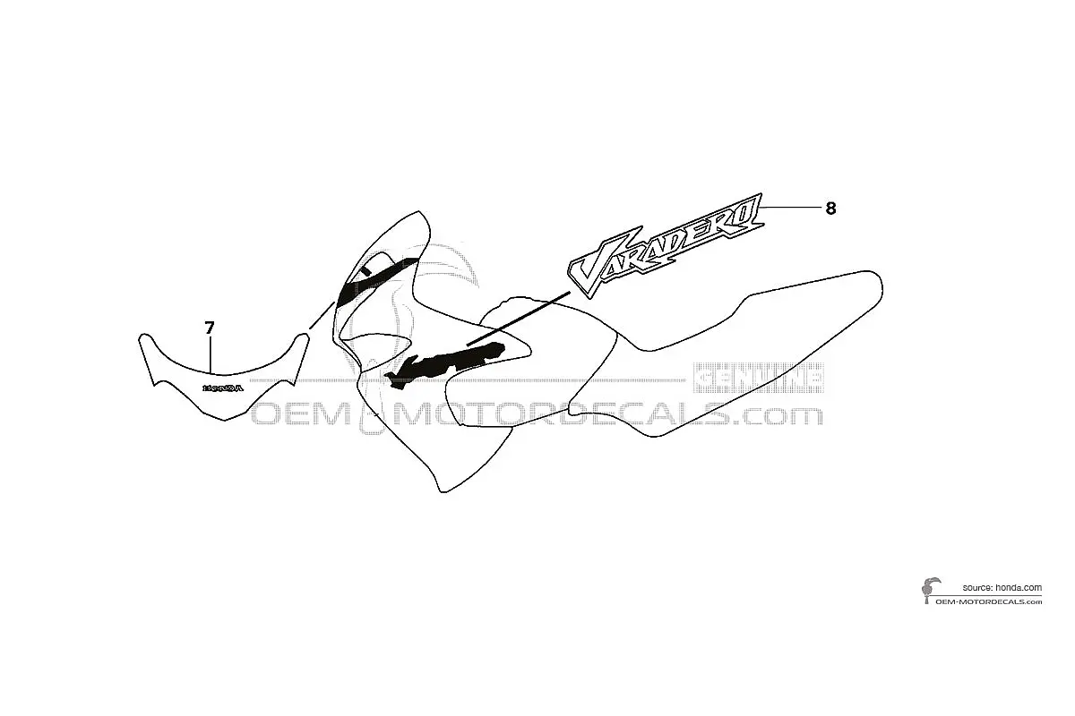 Decals for Honda XL125V VARADERO 2006 - Beige • Honda OEM Decals