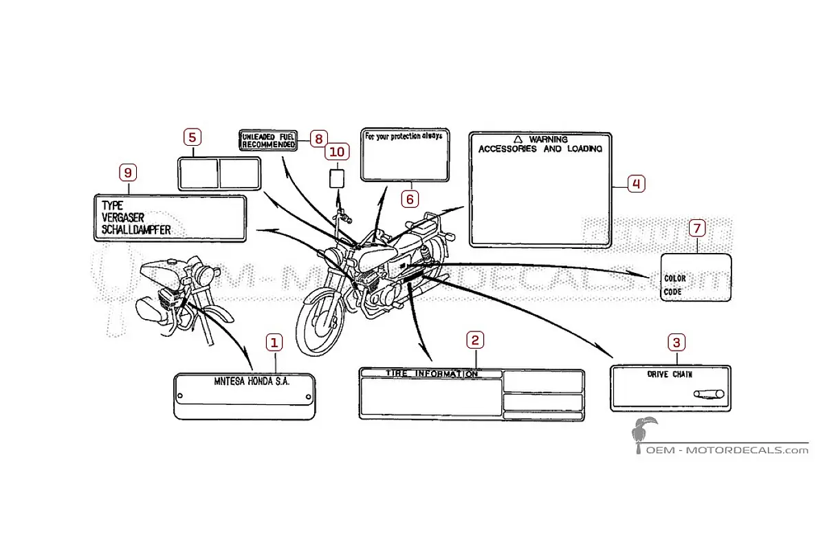 Etiquetas de precaución para CA125 REBEL 1997 • Honda Pegatinas OEM