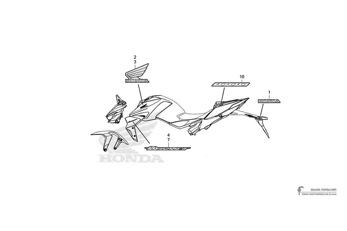 Decals for Honda CB1000 HORNET 2025 - Gray • Honda OEM Decals