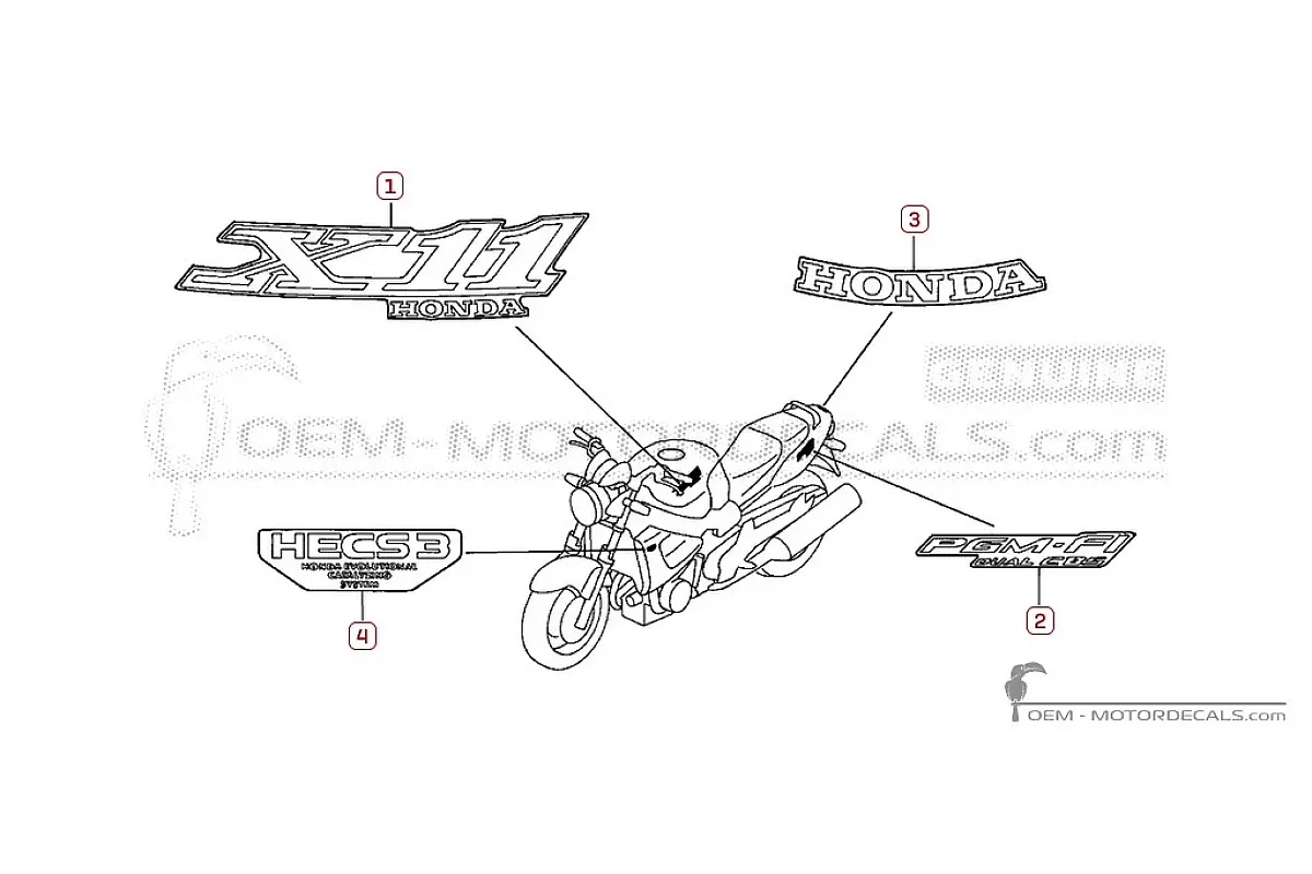 Decals for Honda CB1100 X11 2001 • Honda OEM Decals