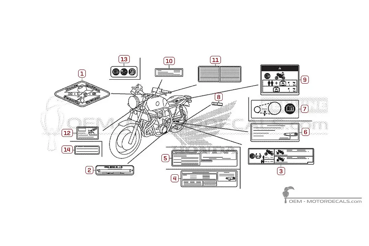 Adesivi per Etichette di avvertenza • Honda Adesivi OEM