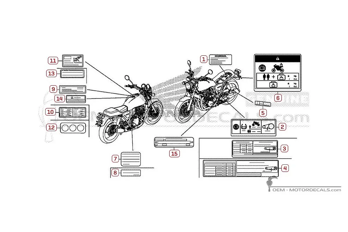 Adesivi per Etichette di avvertenza • Honda Adesivi OEM