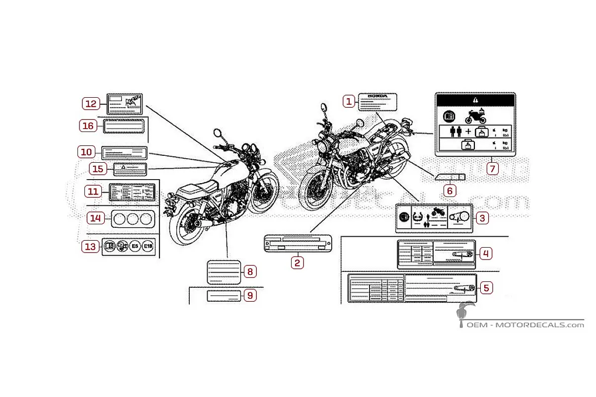Adesivi per Etichette di avvertenza • Honda Adesivi OEM