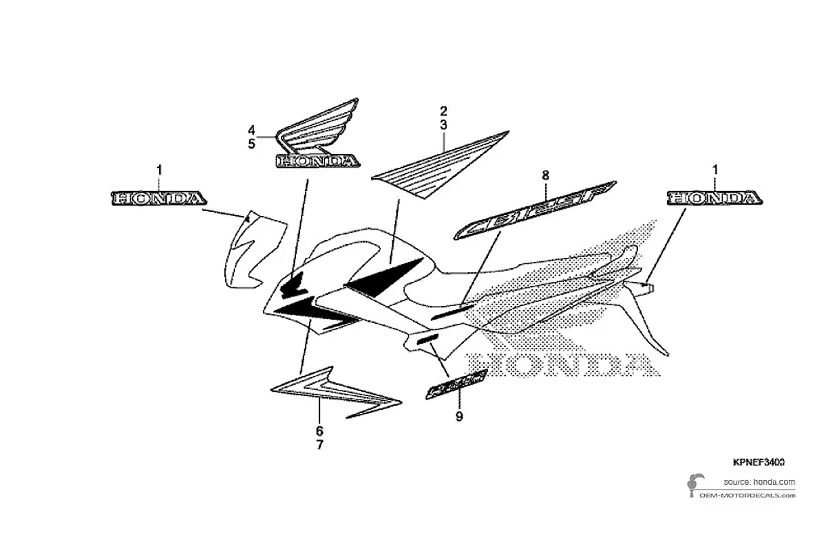 Adesivi per Honda CB125F 2015 - Rosso • Honda Adesivi OEM