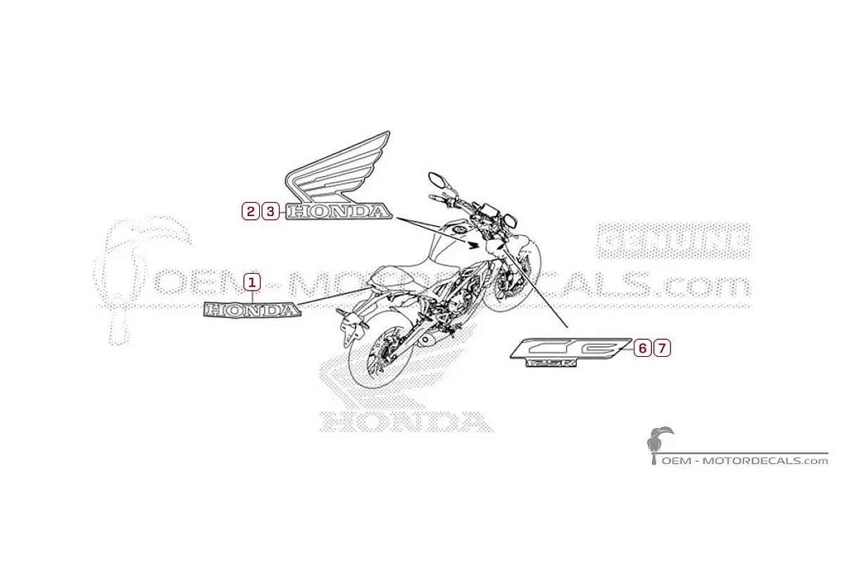 Adesivi per Honda CB125R 2026 • Honda Adesivi OEM
