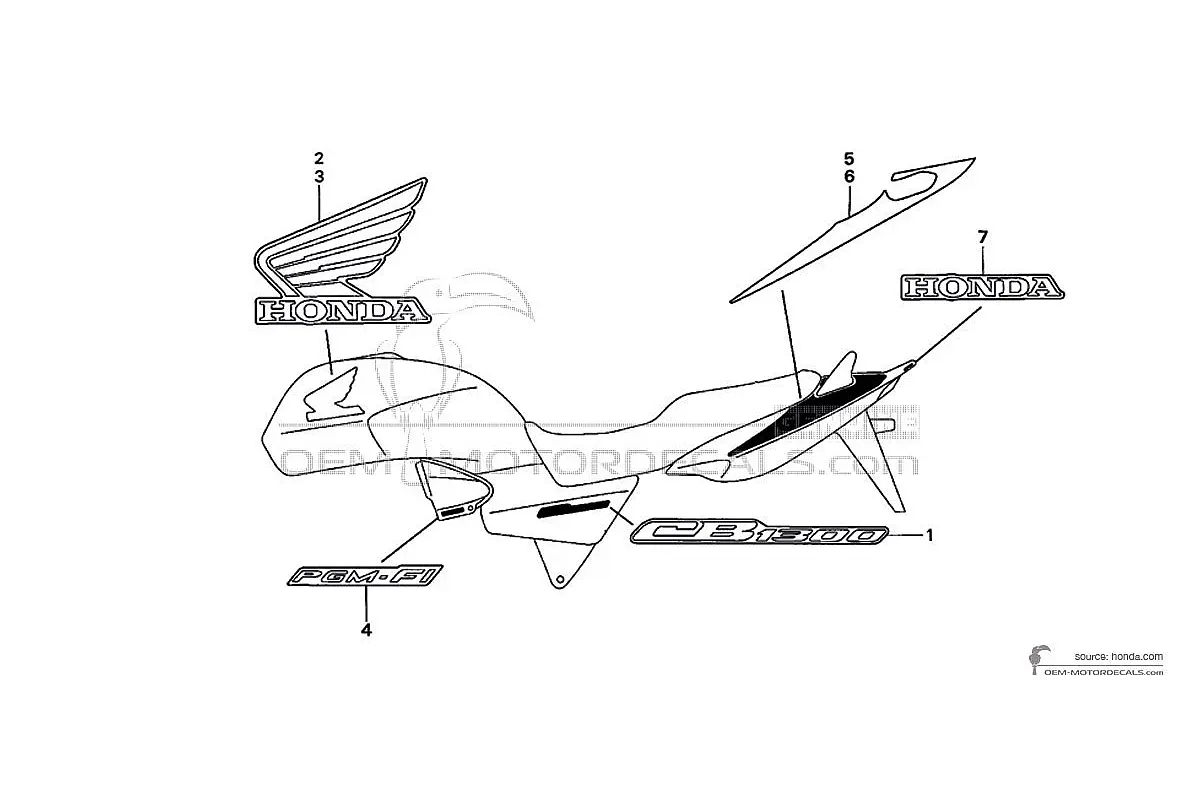 Stickers voor Honda CB1300 2003 - Wit • Honda OEM Stickers