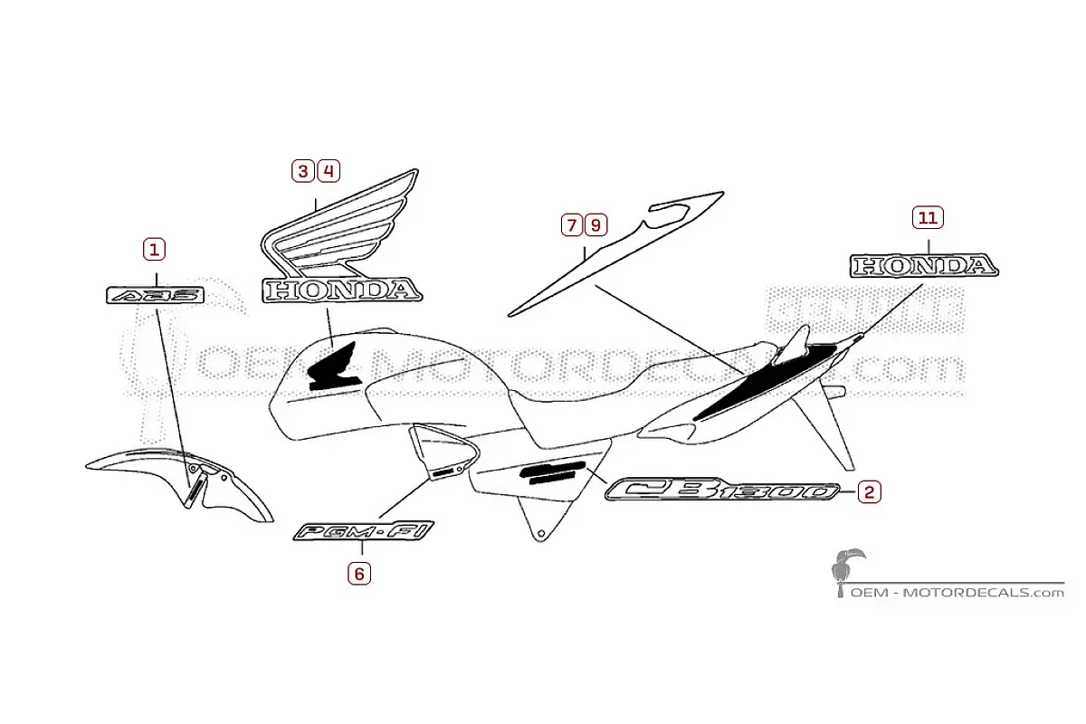 Decals for Honda CB1300 2008 • Honda OEM Decals