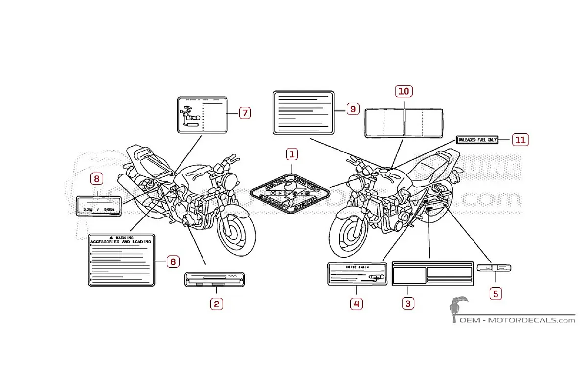 Pegatinas para Etiquetas de precaución • Honda Pegatinas OEM