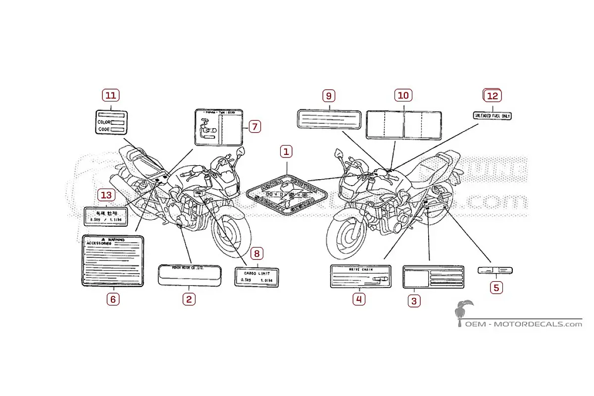 Stickers voor Waarschuwingslabels • Honda OEM Stickers