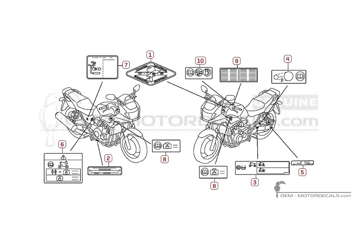 Stickers voor Waarschuwingslabels • Honda OEM Stickers