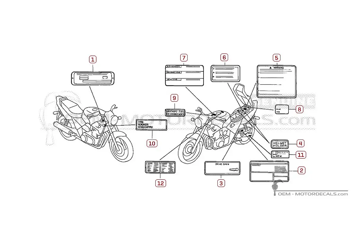 Autocollants pour Étiquettes d'avertissement • Honda Autocollants OEM