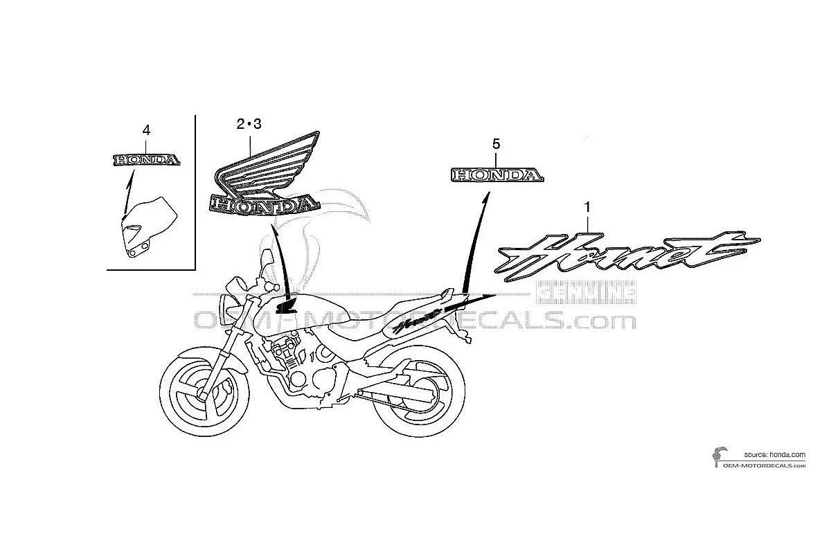 Stickers voor Honda CB600F HORNET 2006 - Oranje • Honda OEM Stickers