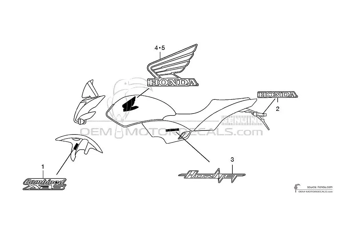 Decals for Honda CB600F HORNET 2013 - Gray • Honda OEM Decals