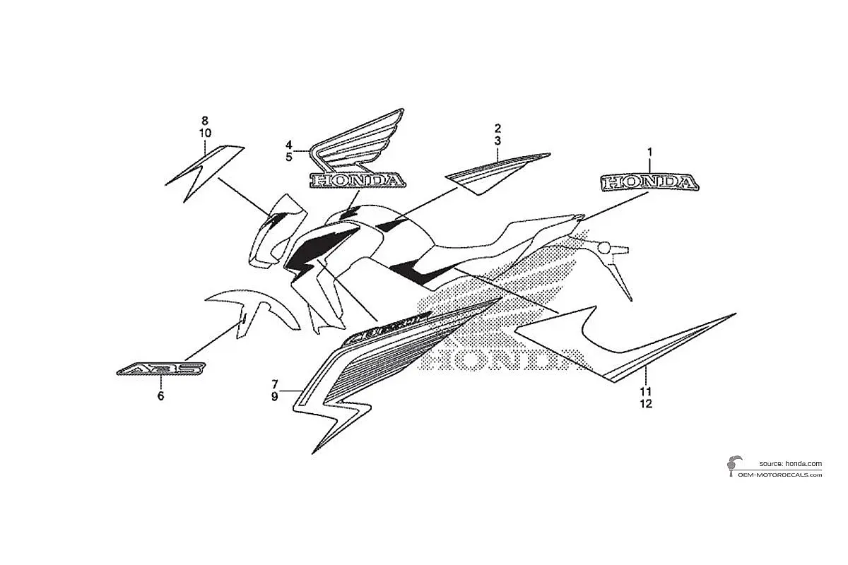Autocollants pour Honda CB650F 2014 - Blanc • Honda Autocollants OEM