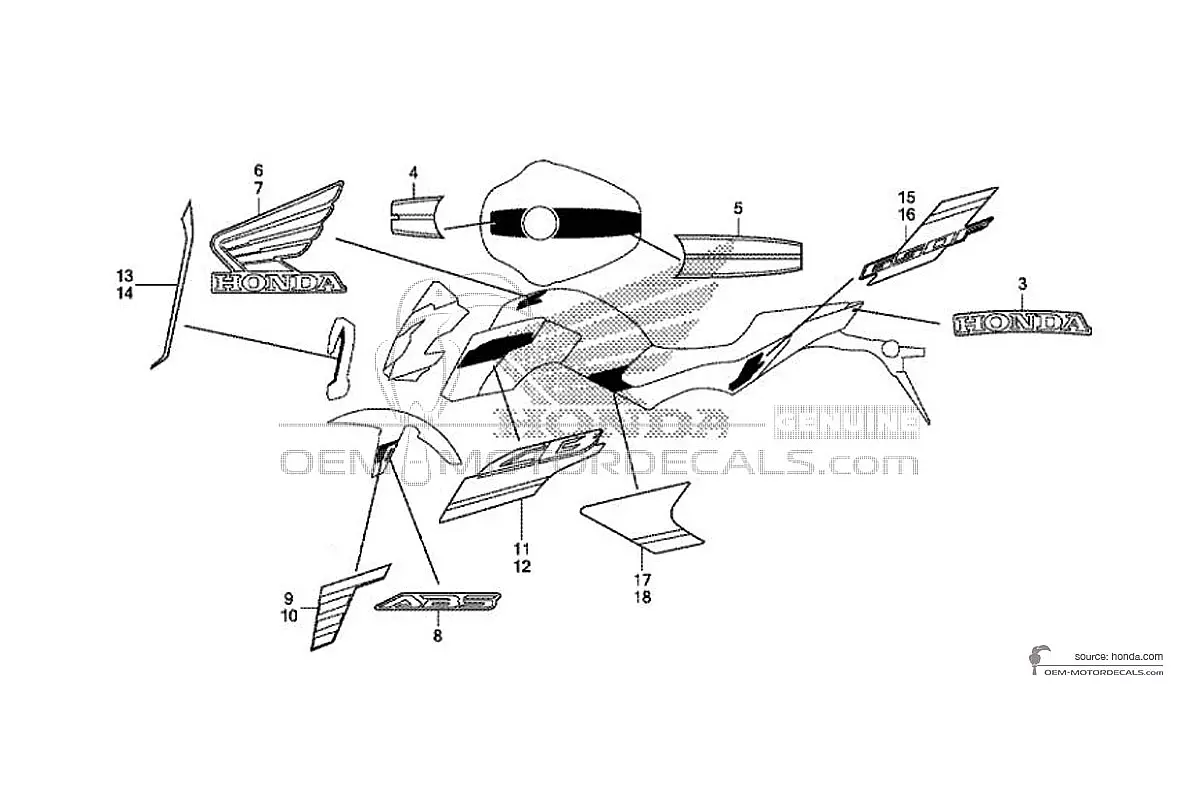 Naklejki do Honda CB650F 2017 - Srebrny • Honda Naklejki OEM