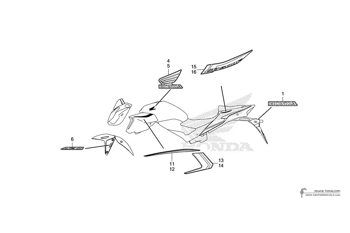 Autocollants pour Honda CB500F 2022 - Jaune • Honda Autocollants OEM