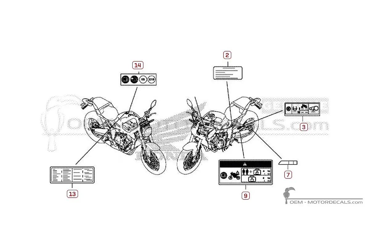 Naklejki do Naklejki ostrzegawcze • Honda Naklejki OEM