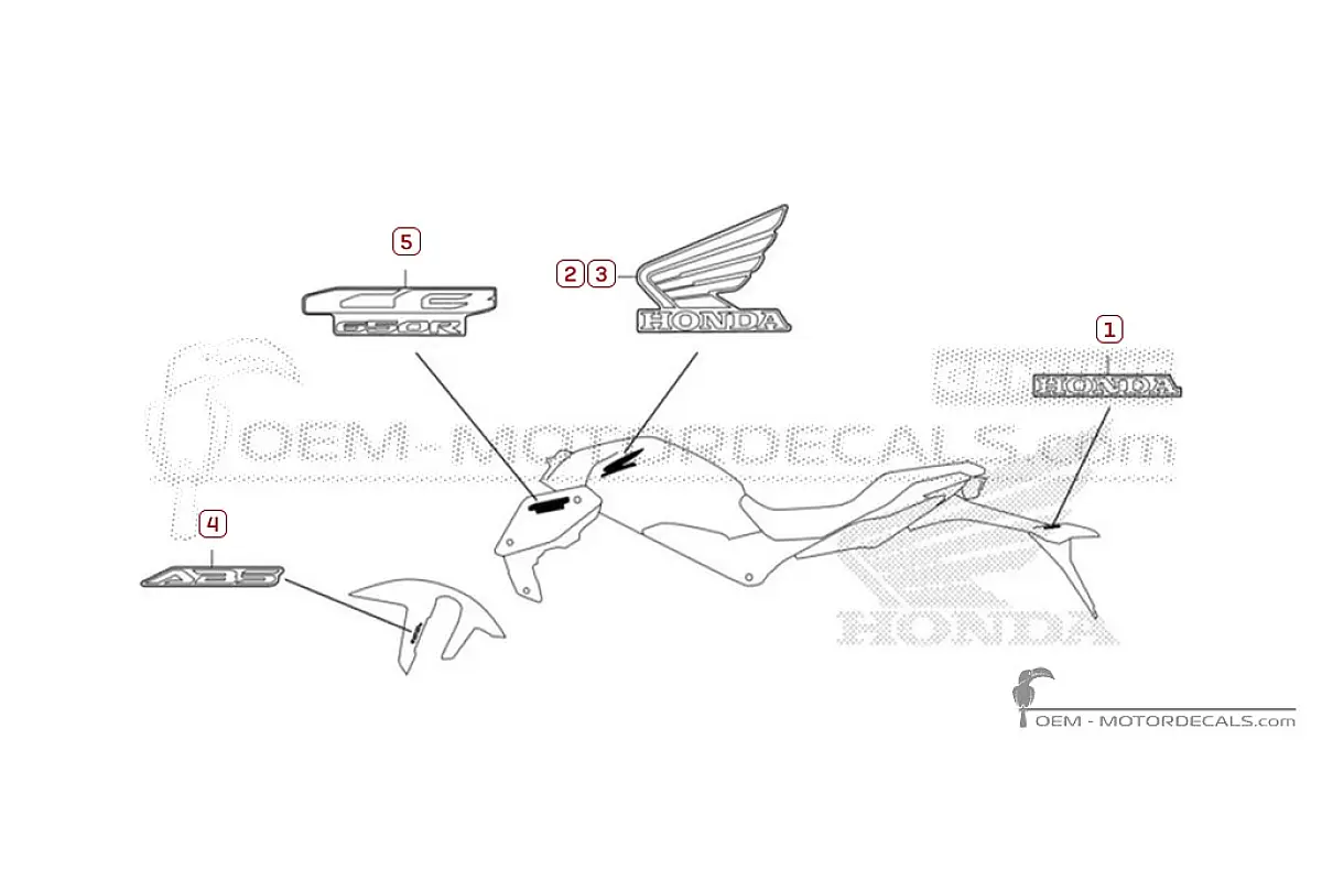 Decals for Honda CB650R 2025 • Honda OEM Decals