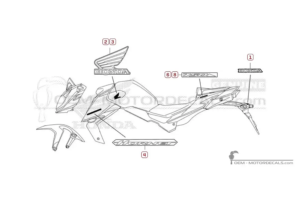 Decals for Honda CB750 HORNET 2025 • Honda OEM Decals
