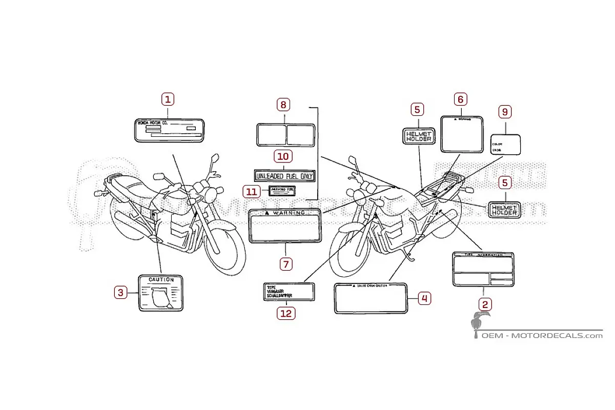 Autocollants pour Étiquettes d'avertissement • Honda Autocollants OEM