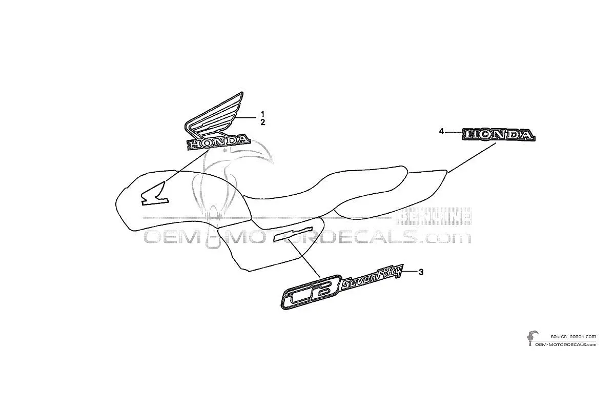 Naklejki do Honda CB750 SEVENFIFTY 1997 - Czarny • Honda Naklejki OEM