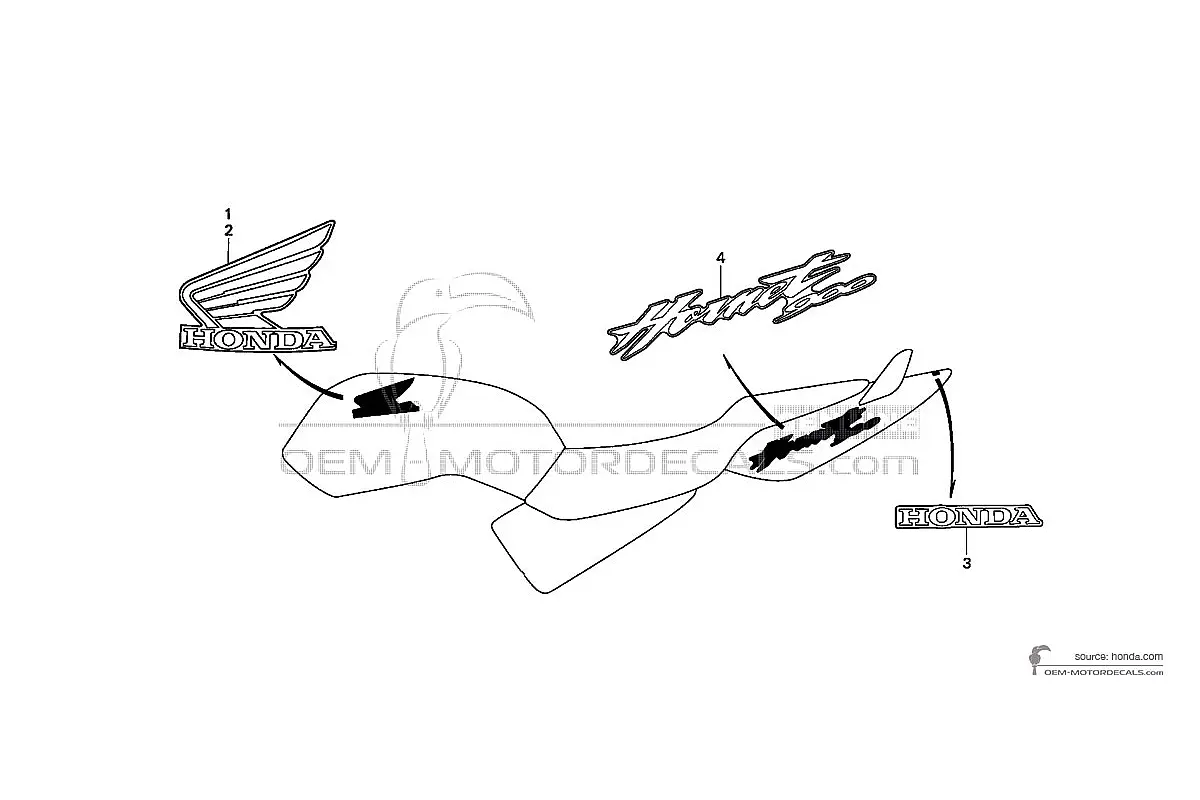 Stickers voor Honda CB900F HORNET 2002 - Blauw • Honda OEM Stickers