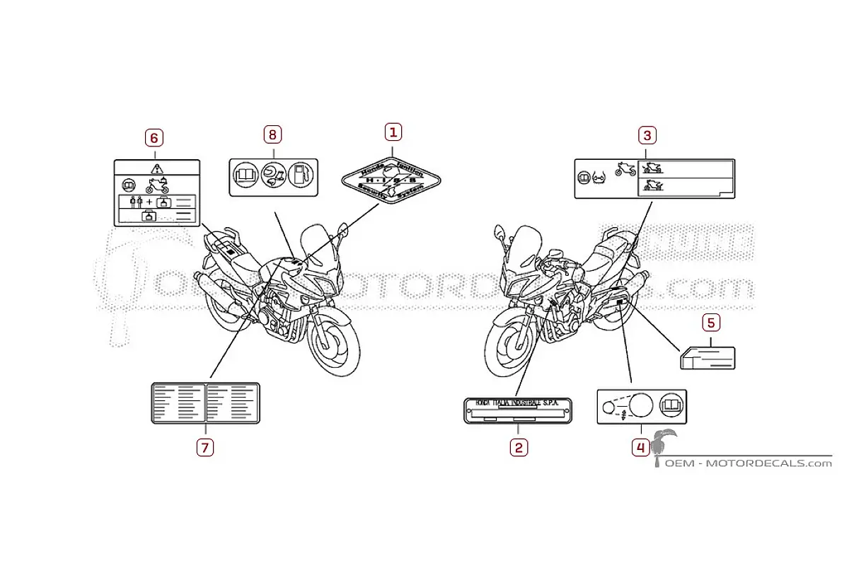 Stickers voor Waarschuwingslabels • Honda OEM Stickers