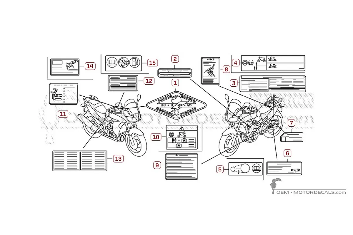 Aufkleber für Warnhinweise • Honda OEM-Aufkleber