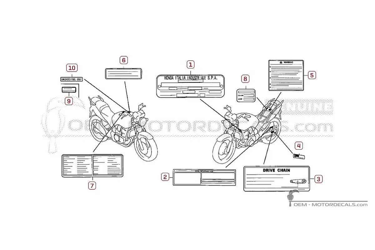 Autocollants pour Étiquettes d'avertissement • Honda Autocollants OEM